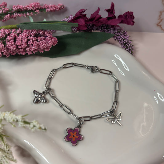 Enchanted Meadow Silver Charm Bracelet