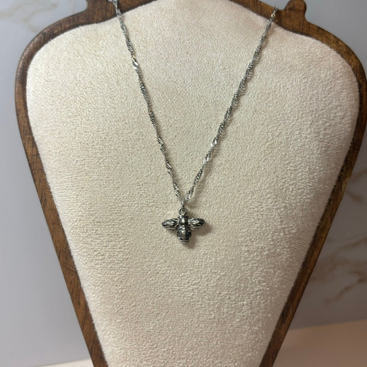 Whispering Honeybee Pendant Necklace - Silver