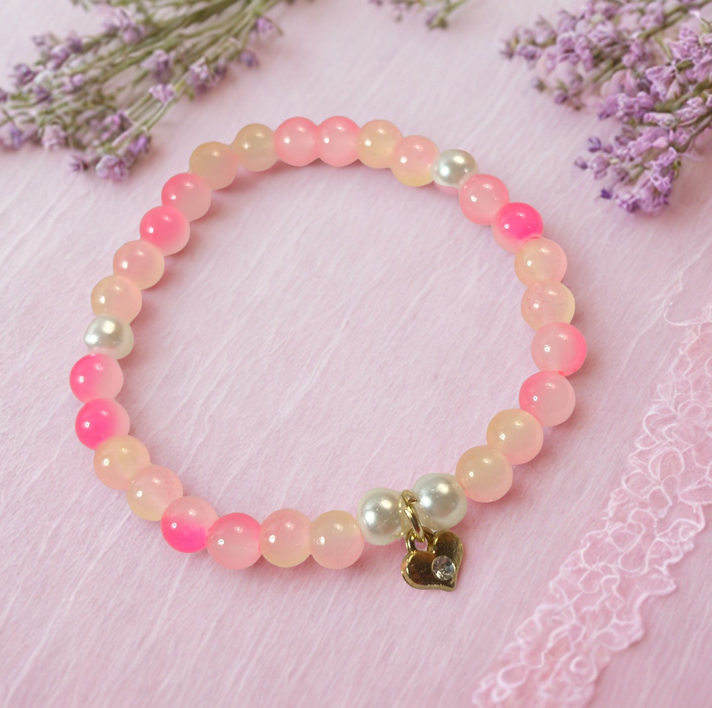 Hearts in Bloom Beaded Bracelet