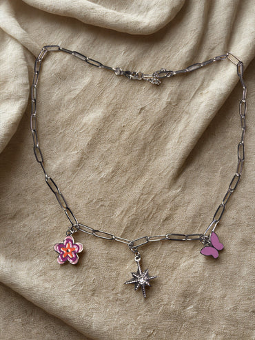 Starlight Garden Silver Charm Necklace
