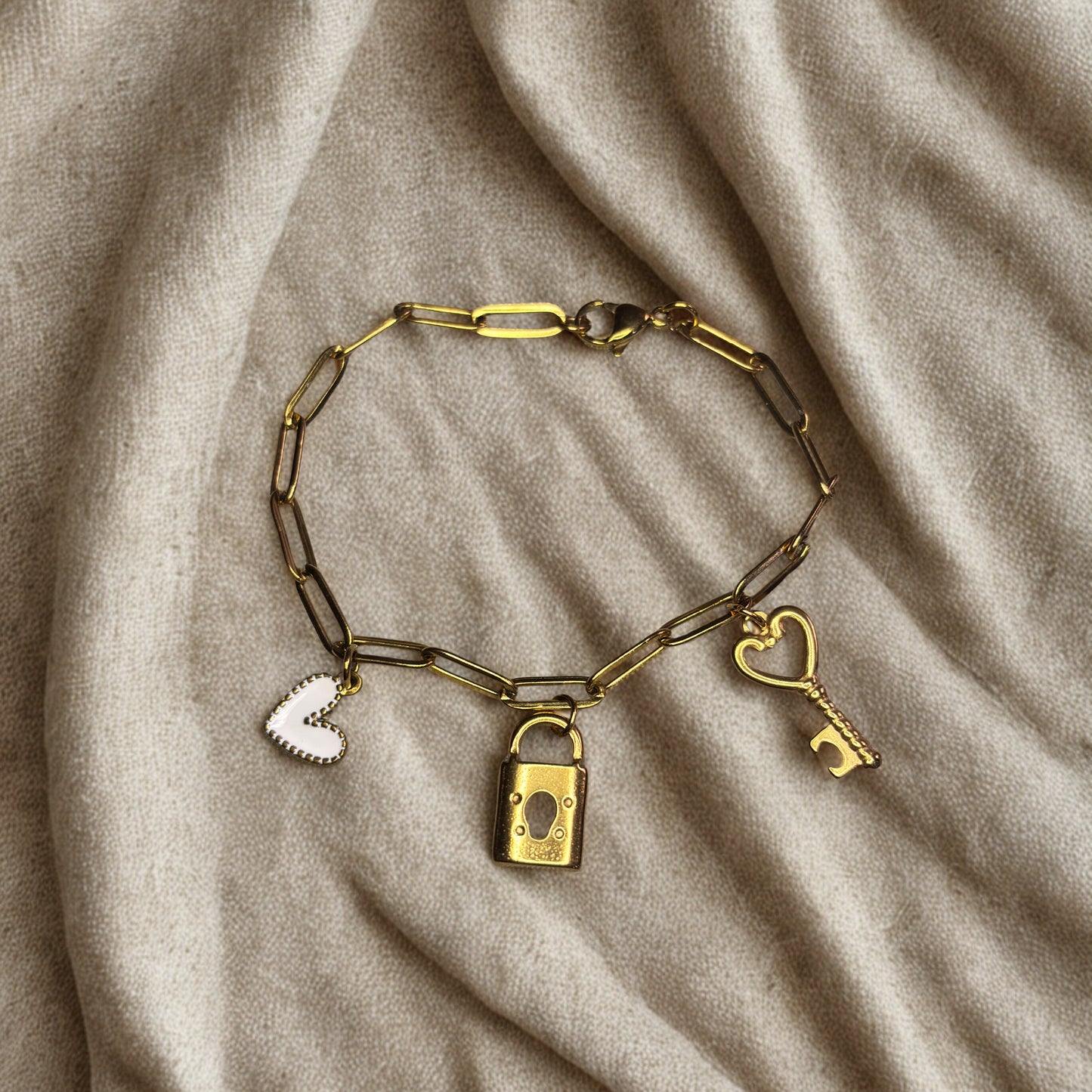 Locked in Love Charm Bracelet - 18K Gold PVD