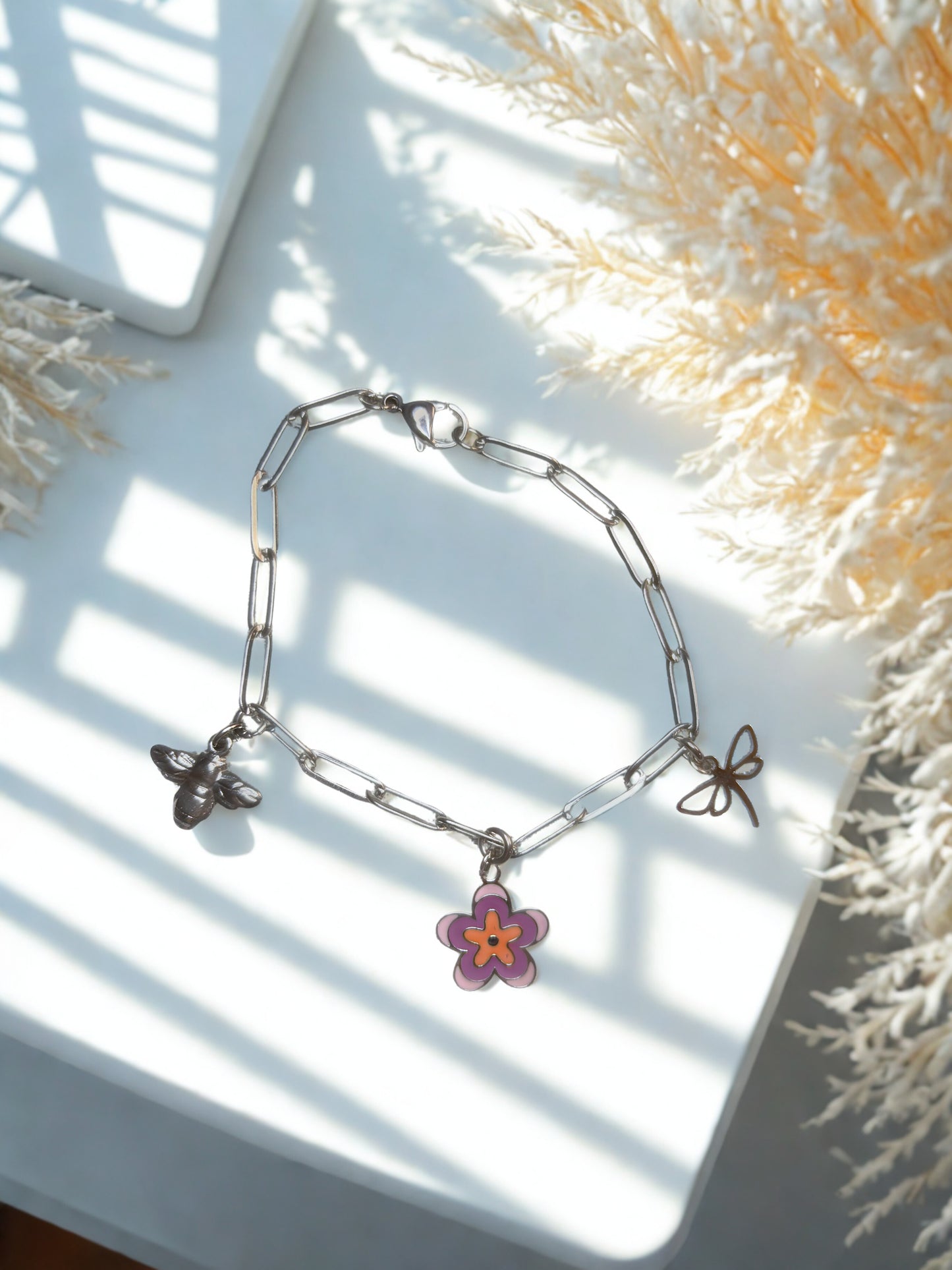 Enchanted Meadow Silver Charm Bracelet