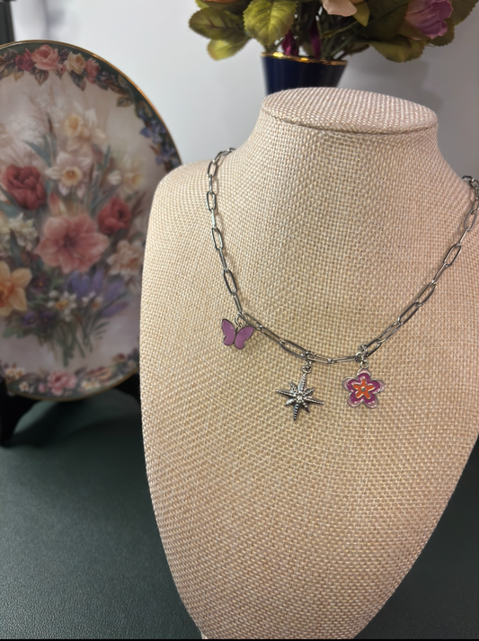 Starlight Garden Silver Charm Necklace