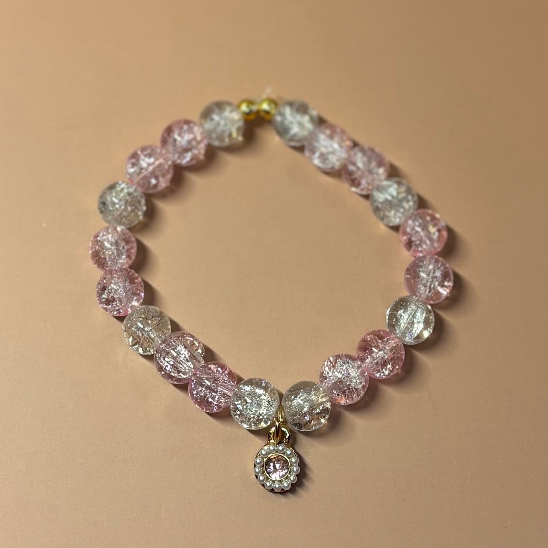 Pink Stardust Beaded Charm Bracelet