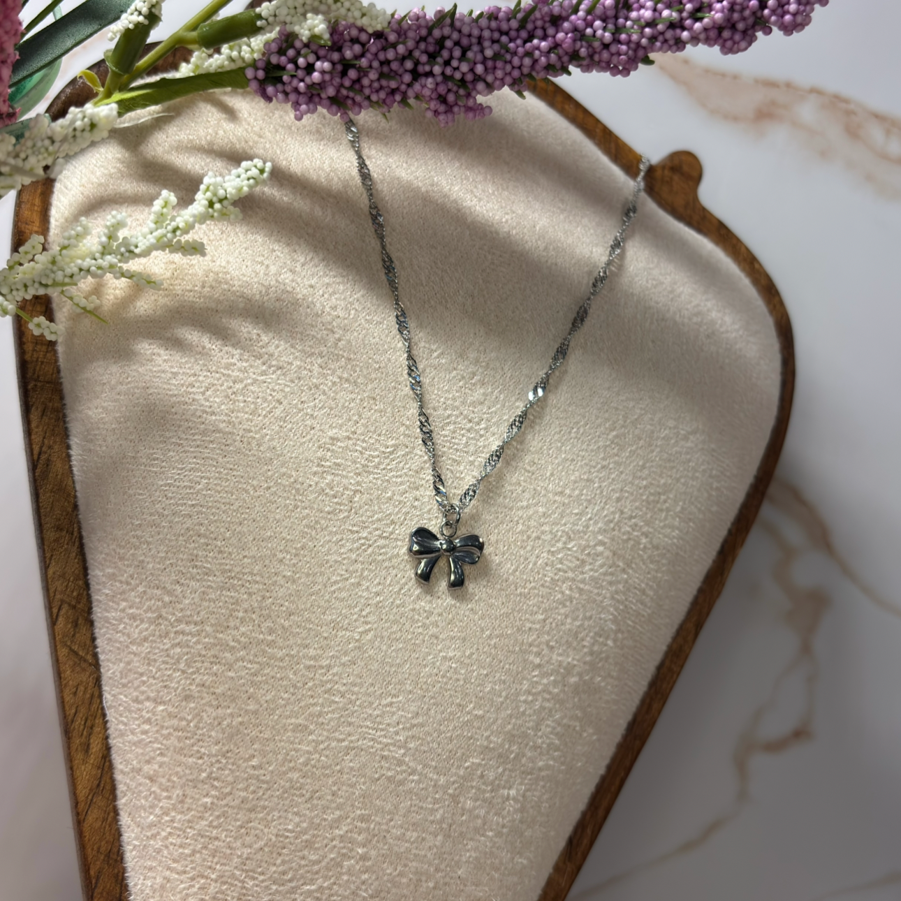 The Gracefully Tied -Silver Pendant Necklace