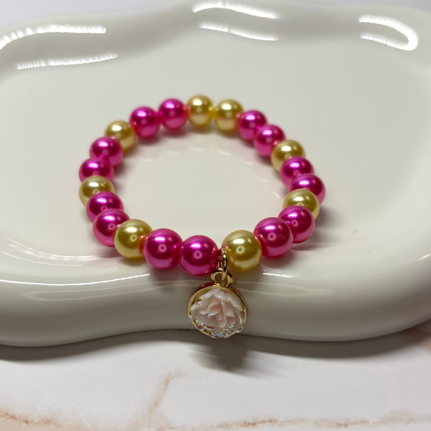 Luxe Rosé Beaded Charm Bracelet