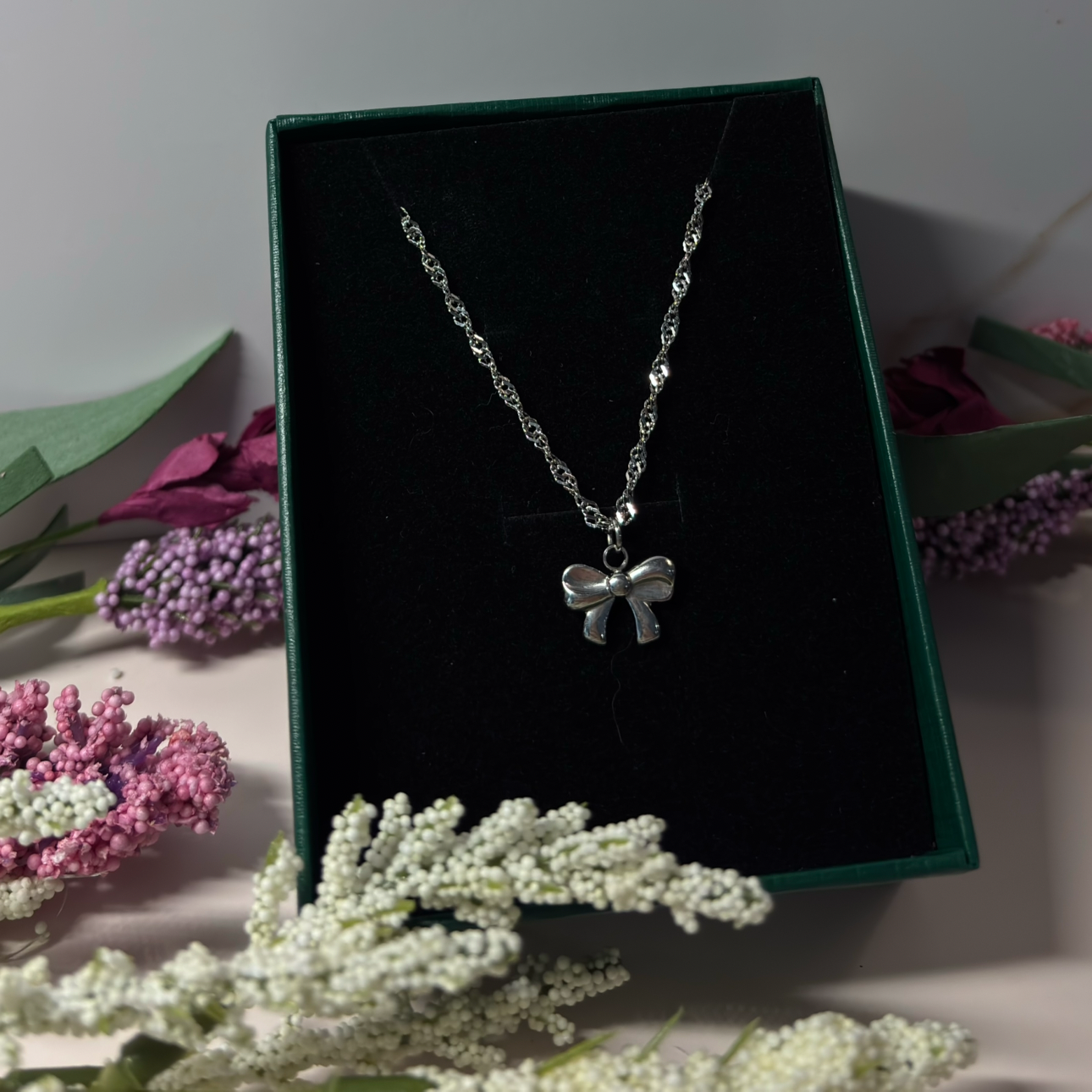 The Gracefully Tied -Silver Pendant Necklace