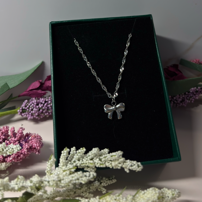 The Gracefully Tied -Silver Pendant Necklace