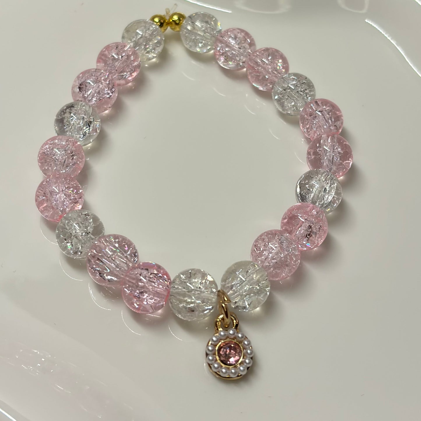 Pink Stardust Beaded Charm Bracelet