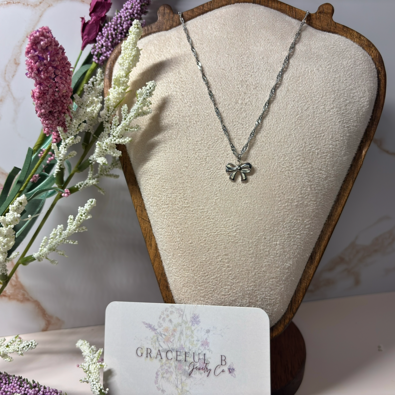 The Gracefully Tied -Silver Pendant Necklace