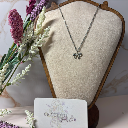 The Gracefully Tied -Silver Pendant Necklace
