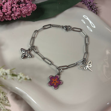 Enchanted Meadow Silver Charm Bracelet