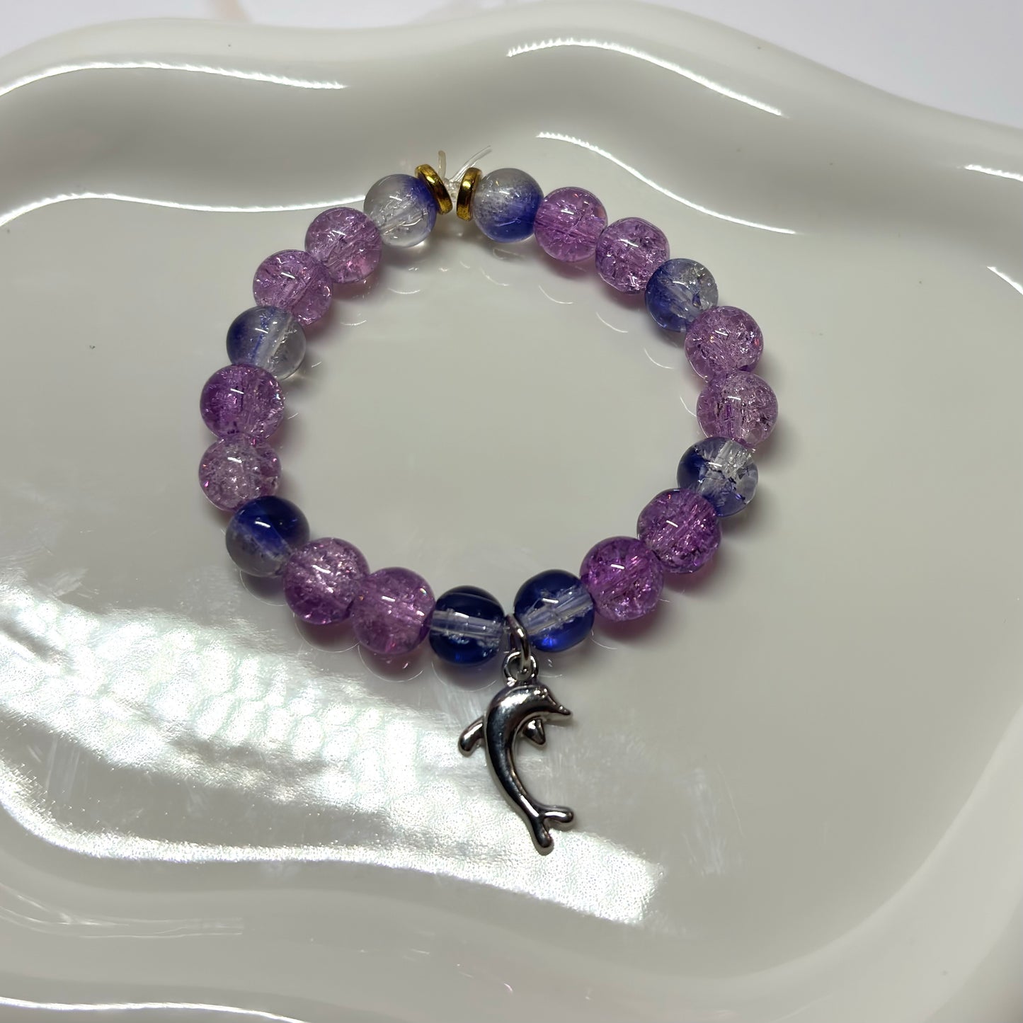 Amethyst Tide Beaded Charm Bracelet