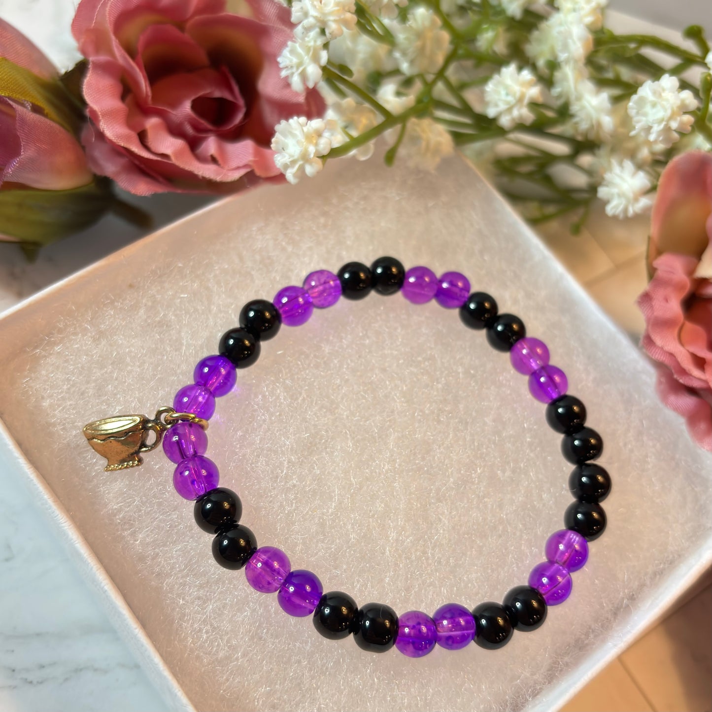 Violet Haze Beaded Charm Bracelet