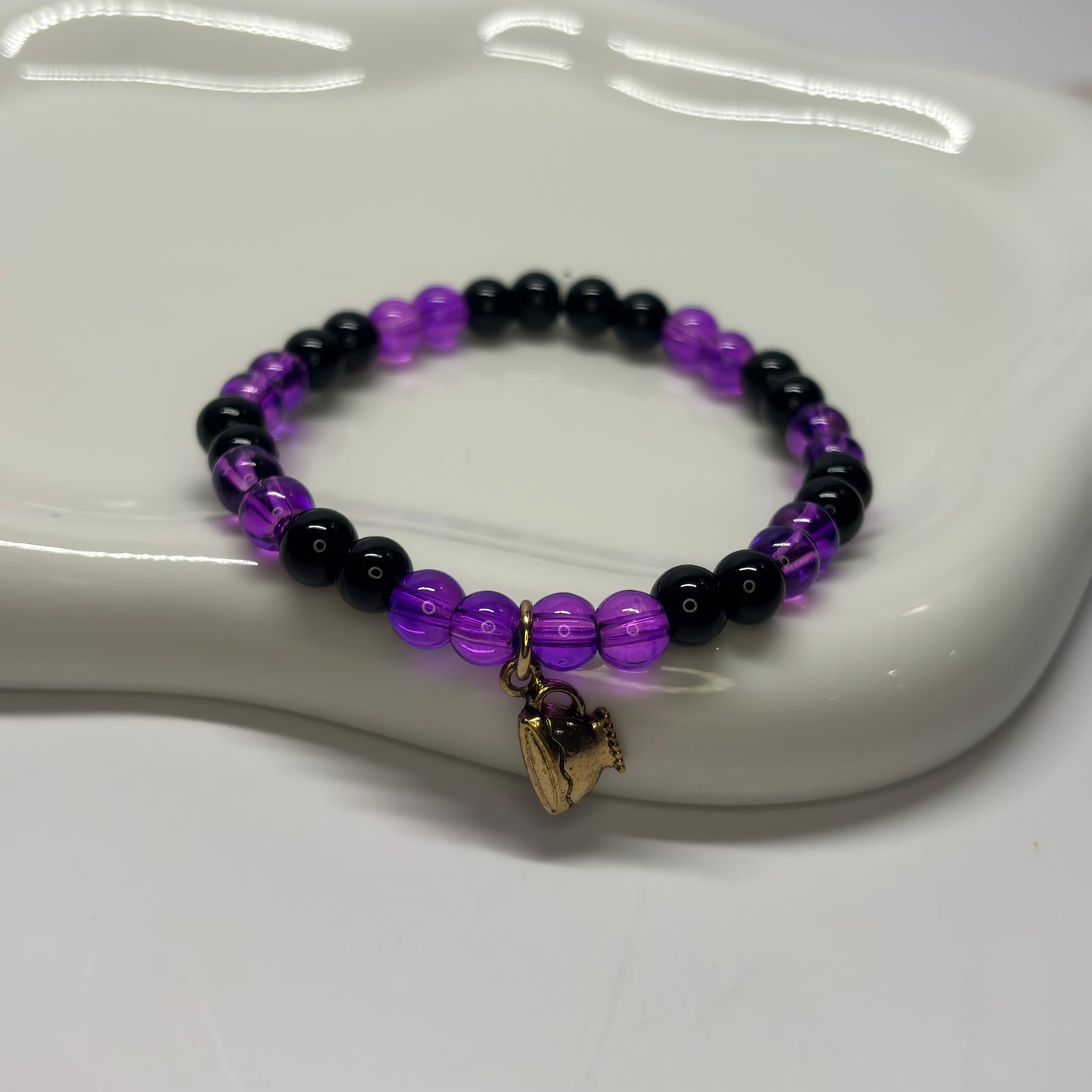Violet Haze Beaded Charm Bracelet