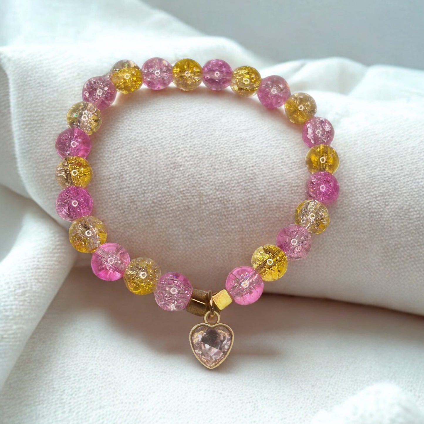 Sunset Sweetheart Beaded Charm Bracelet