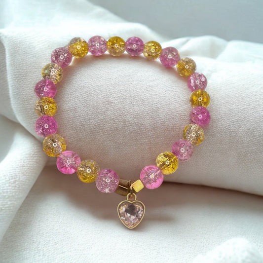 Sunset Sweetheart Beaded Charm Bracelet