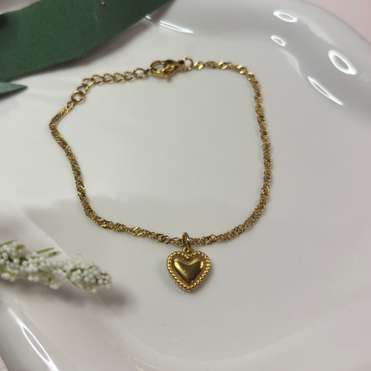 Heart of Gold Chain Bracelet - 18K Gold PVD