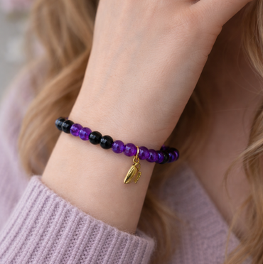 Violet Haze Beaded Charm Bracelet