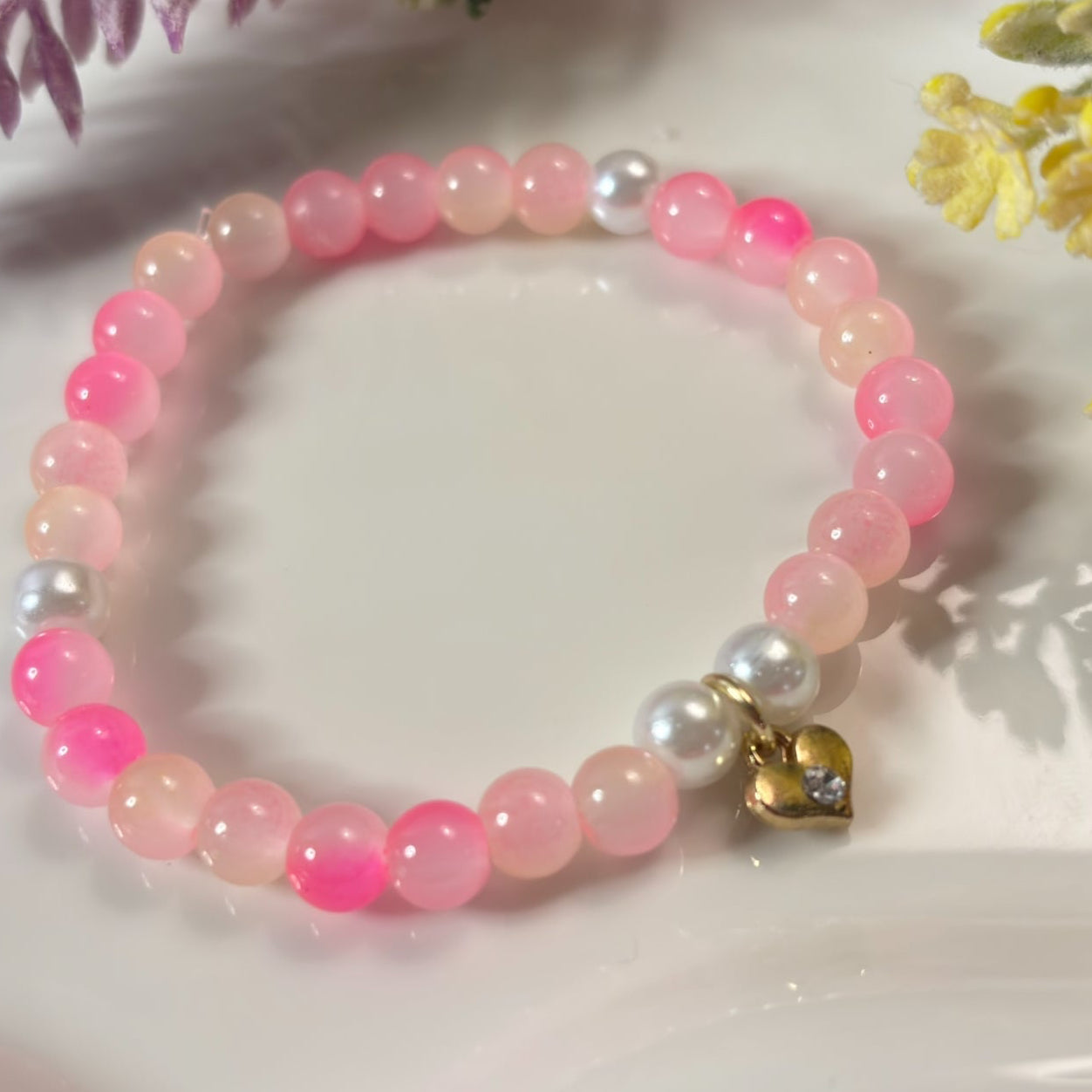 Hearts in Bloom Beaded Bracelet
