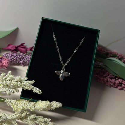 Whispering Honeybee Pendant Necklace - Silver