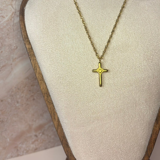 Golden Faith Cross Pendant Necklace - 18K Gold
