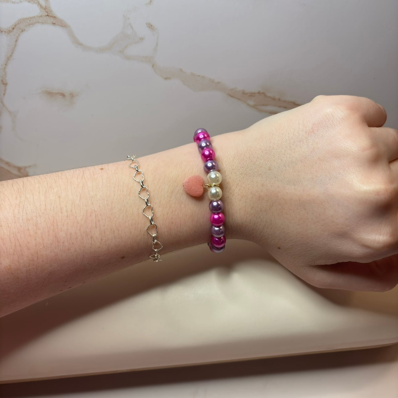 Aurora Blush Beaded Charm Bracelet