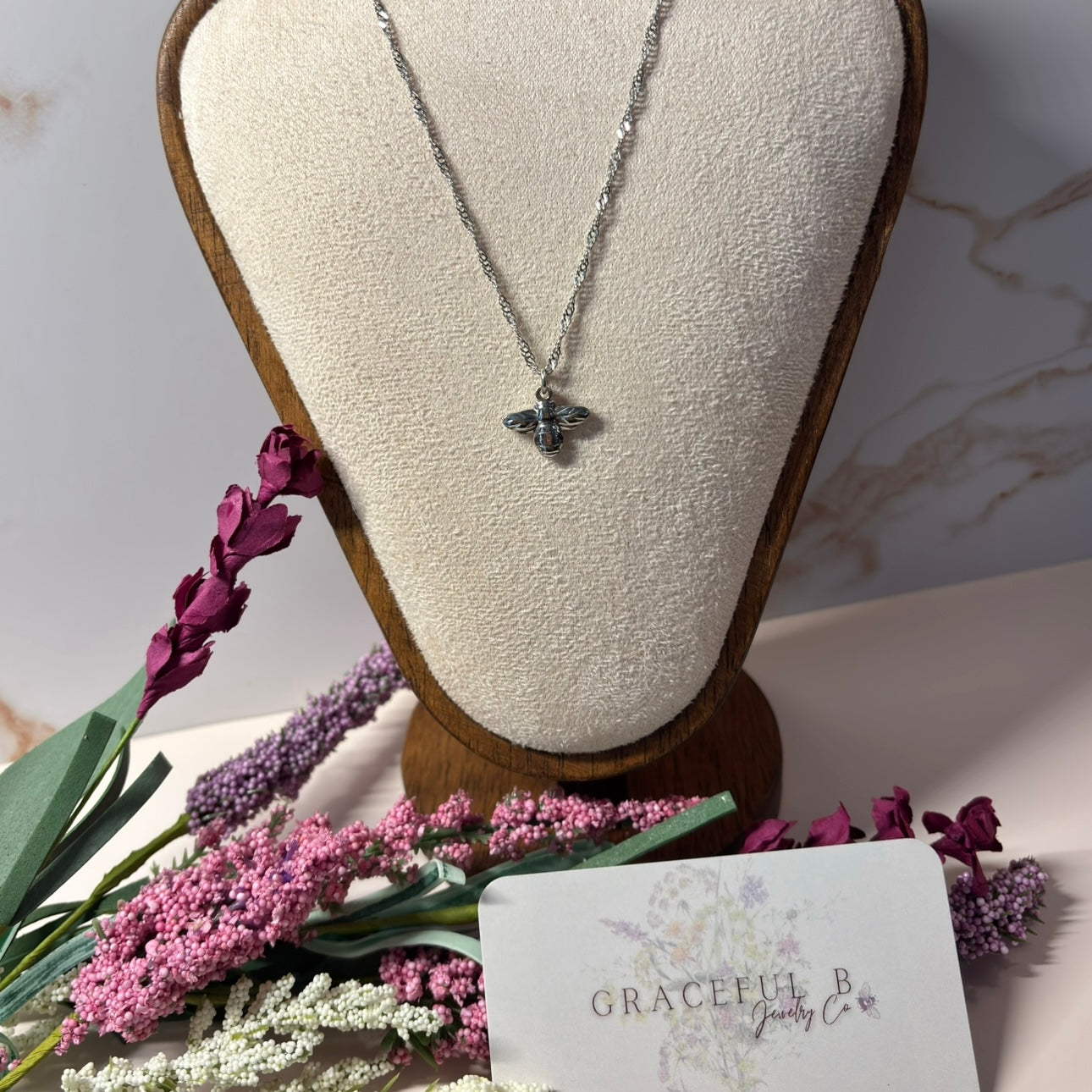 Whispering Honeybee Pendant Necklace - Silver