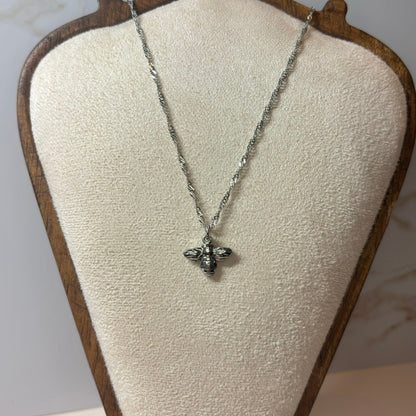 Whispering Honeybee Pendant Necklace - Silver