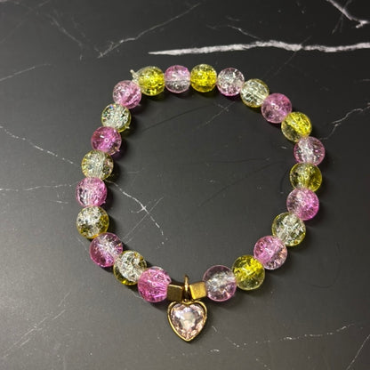 Sunset Sweetheart Beaded Charm Bracelet