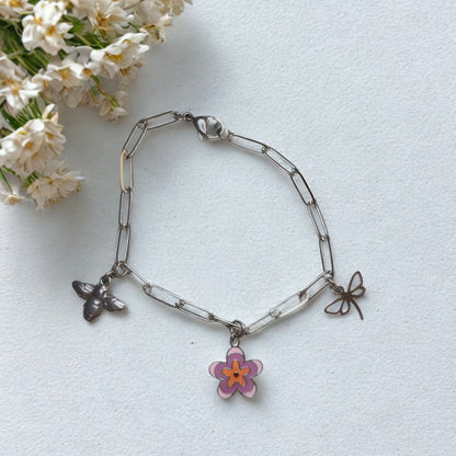 Enchanted Meadow Silver Charm Bracelet