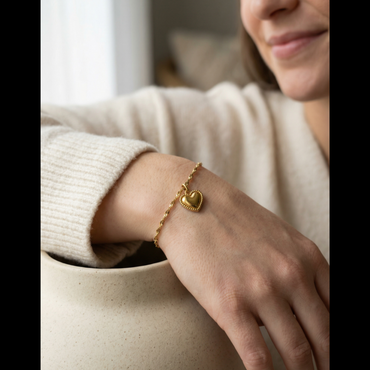 Heart of Gold Chain Bracelet - 18K Gold PVD