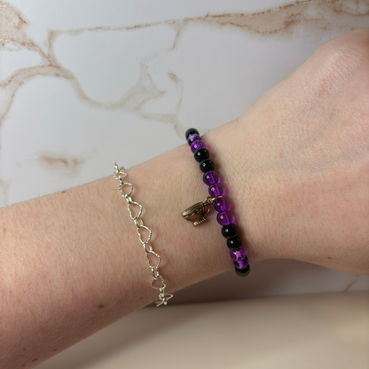 Violet Haze Beaded Charm Bracelet