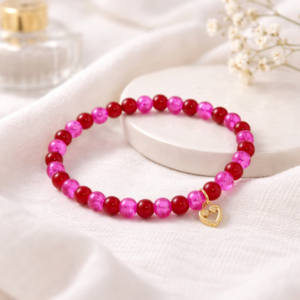 Cupid’s Kiss Beaded Charm Bracelet