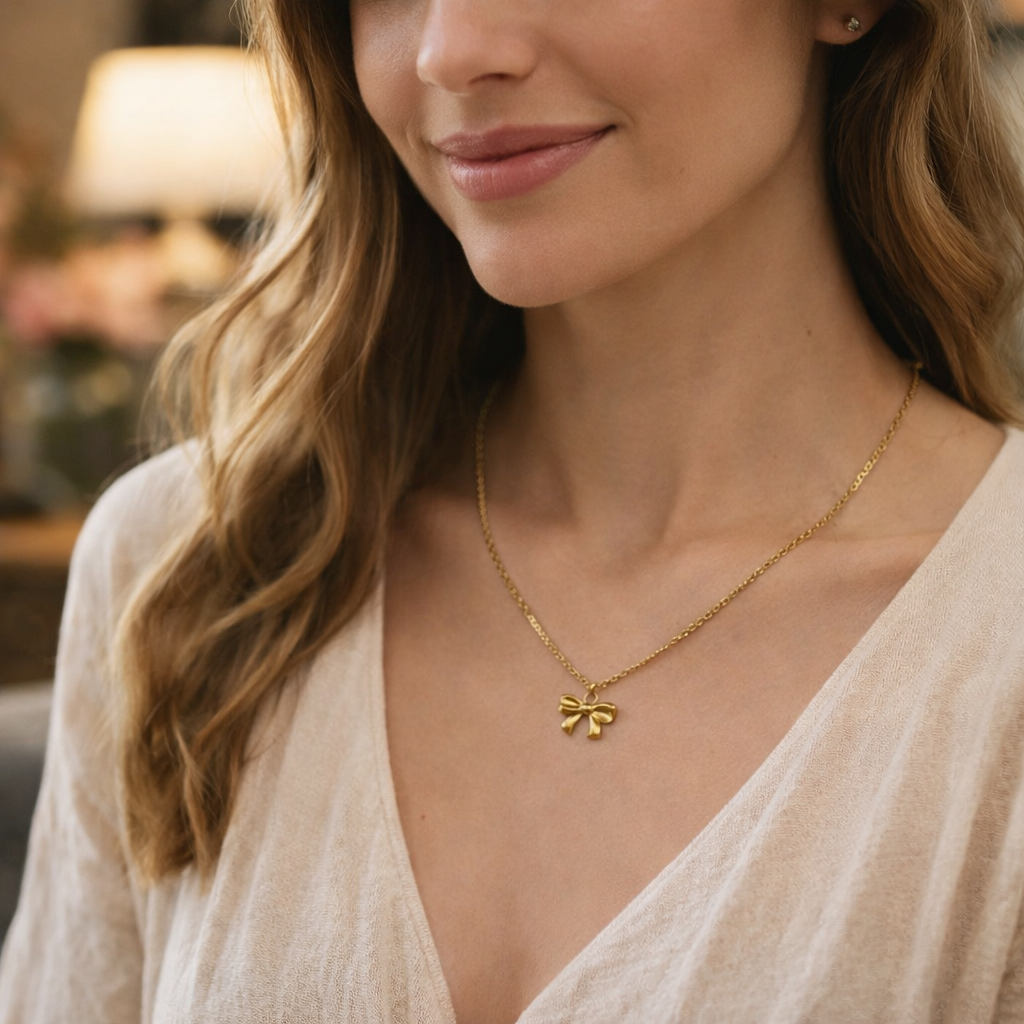 Tied in Grace Pendant Necklace - 18K Gold PVD
