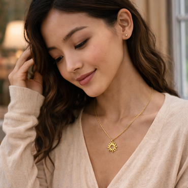 Golden Light Pendant Necklace - 18K Gold PVD
