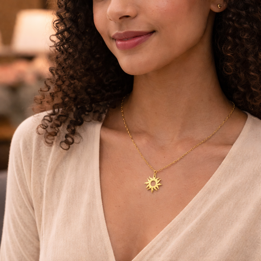 Golden Light Pendant Necklace - 18K Gold PVD
