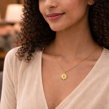 Golden Light Pendant Necklace - 18K Gold PVD