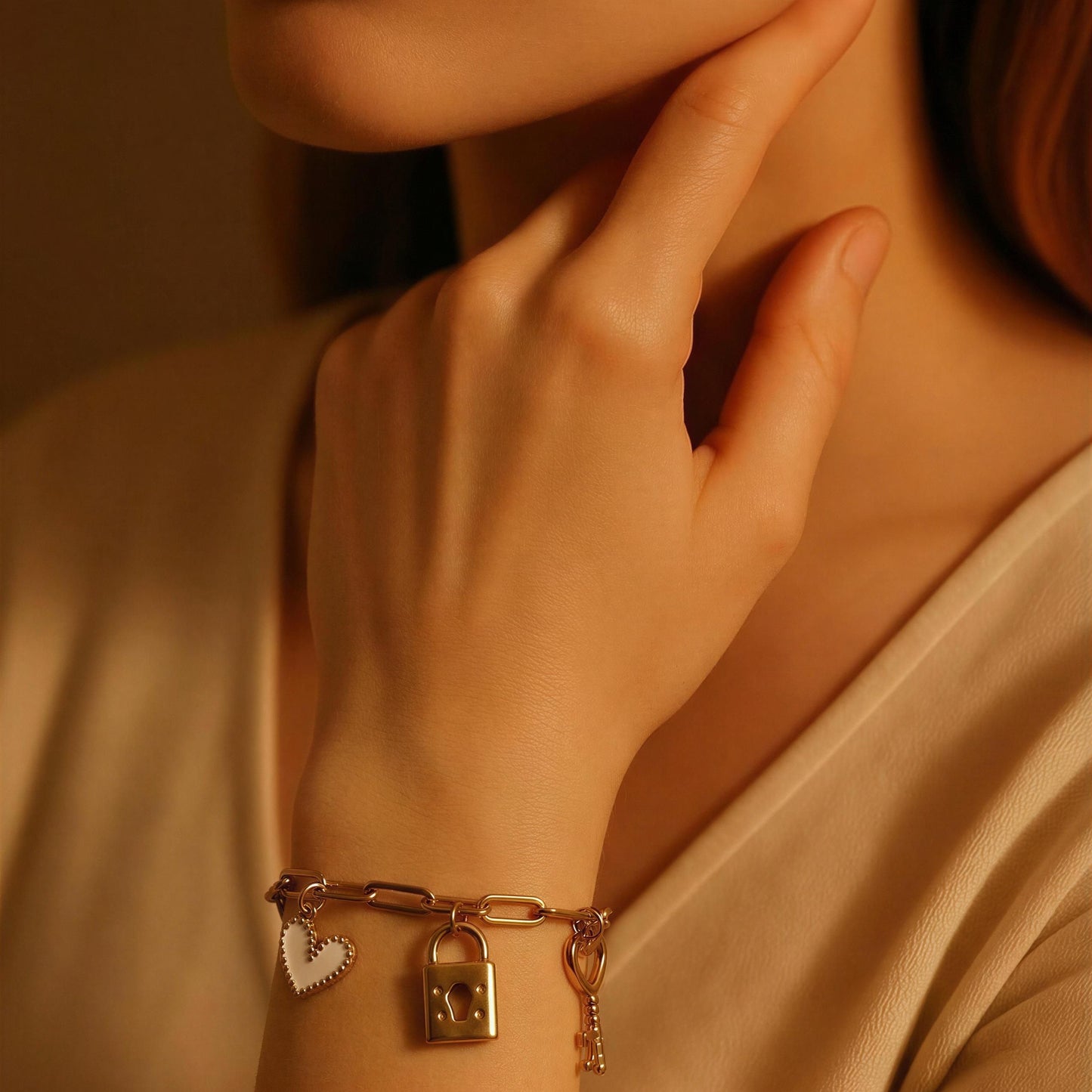 Locked in Love Charm Bracelet - 18K Gold PVD