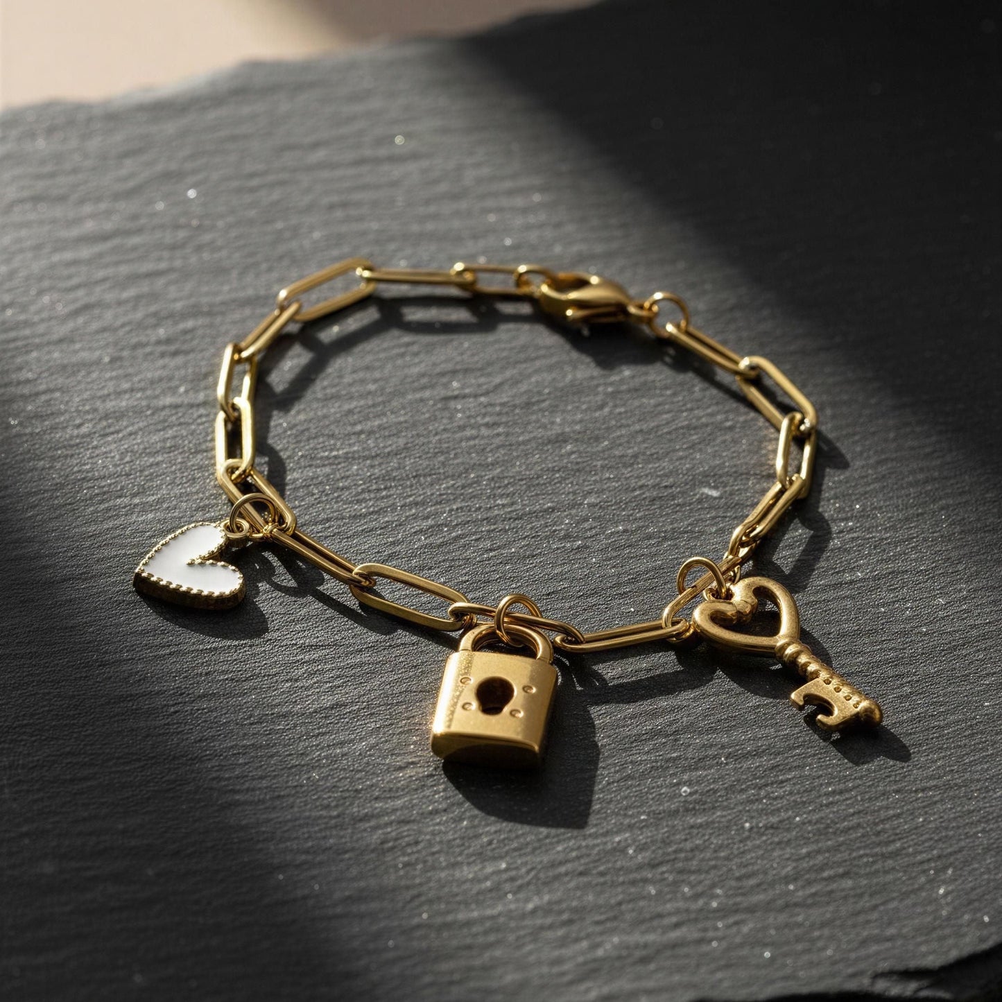 Locked in Love Charm Bracelet - 18K Gold PVD