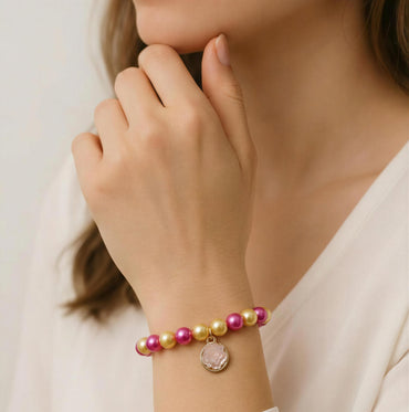 Luxe Rosé Beaded Charm Bracelet