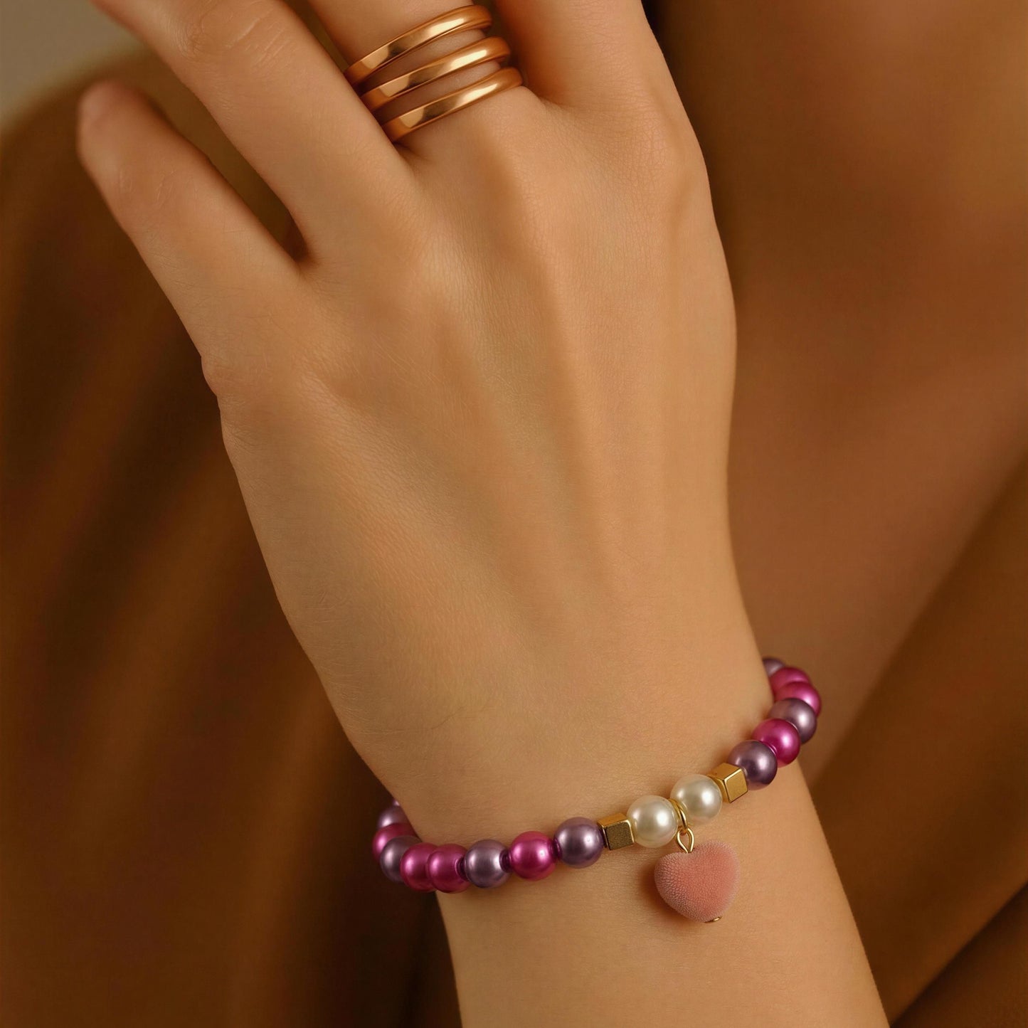Aurora Blush Beaded Charm Bracelet