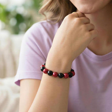 Midnight Ruby Beaded Bracelet