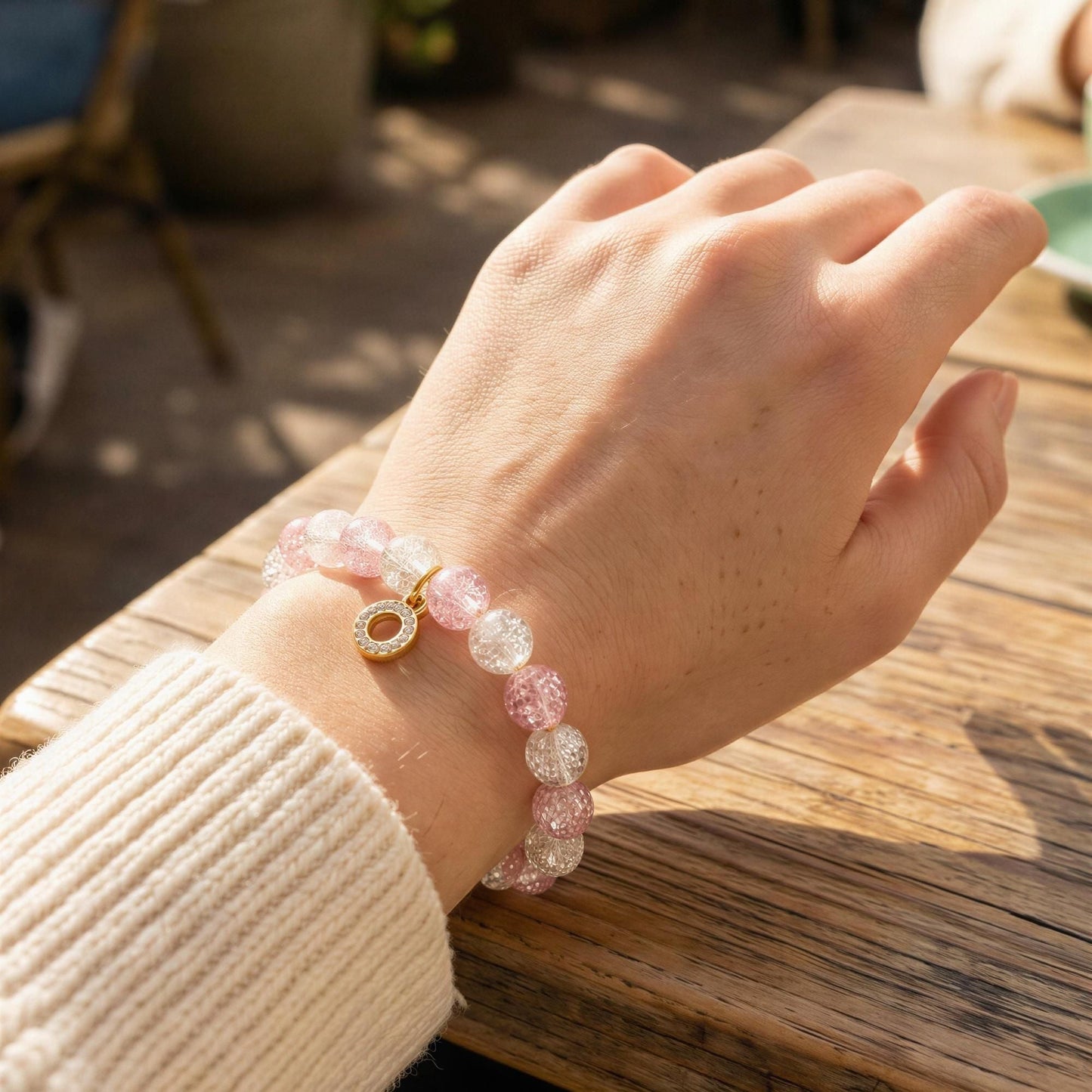 Pink Stardust Beaded Charm Bracelet