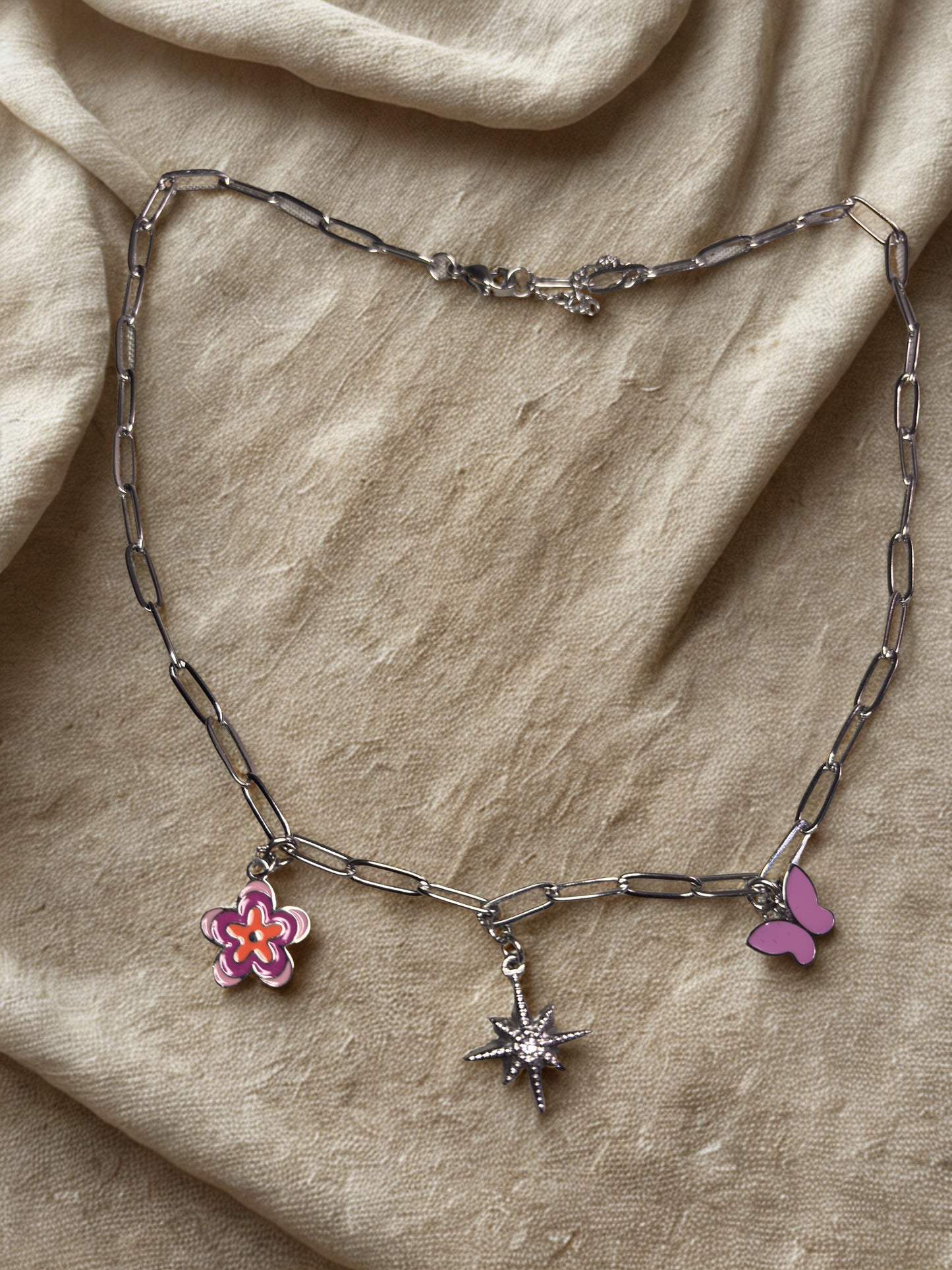 Starlight Garden Silver Charm Necklace