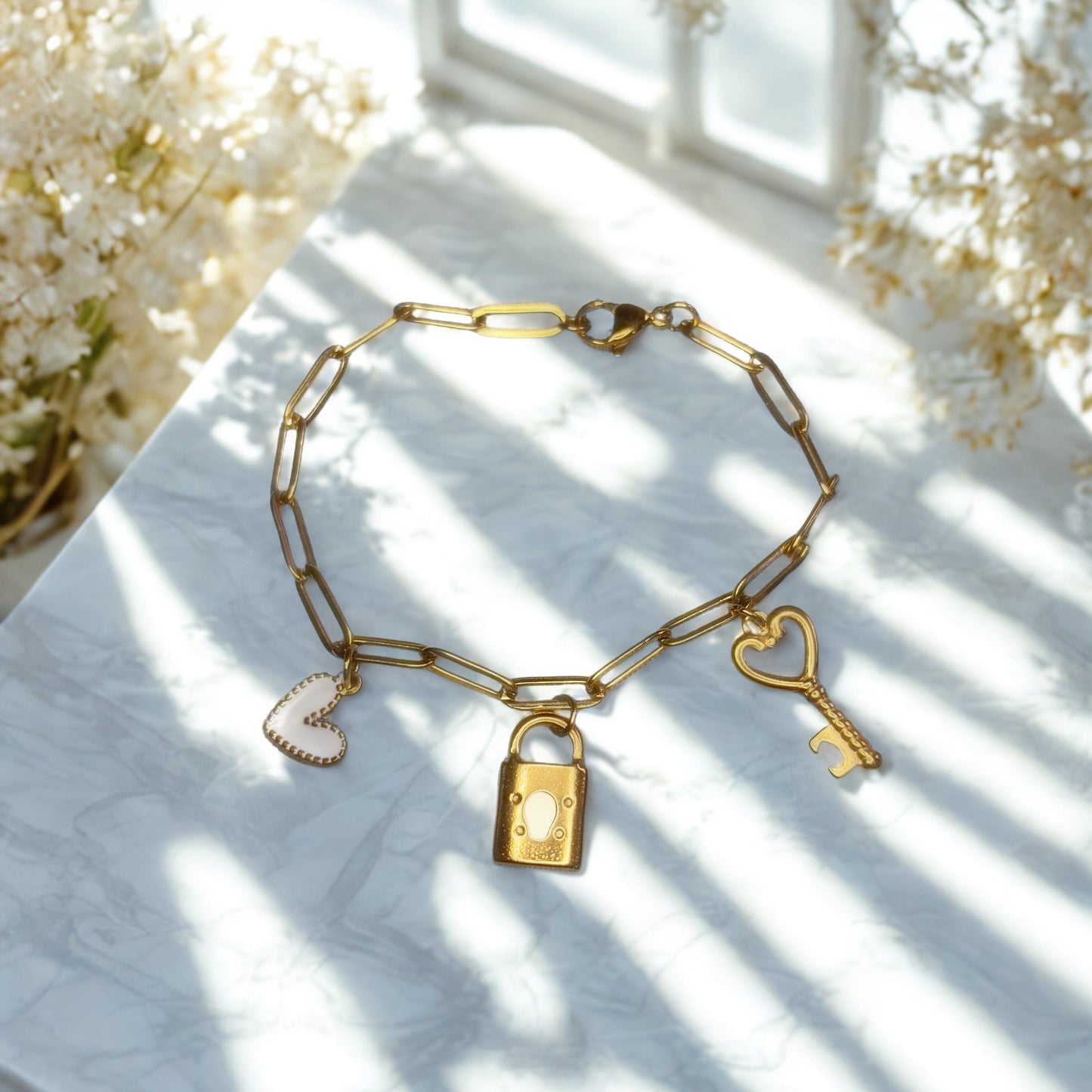 Locked in Love Charm Bracelet - 18K Gold PVD