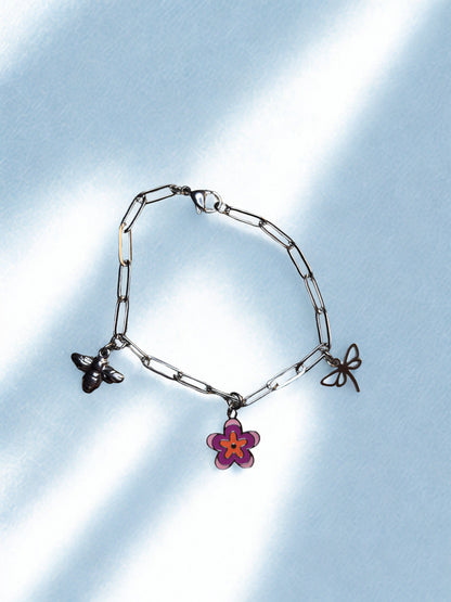 Enchanted Meadow Silver Charm Bracelet