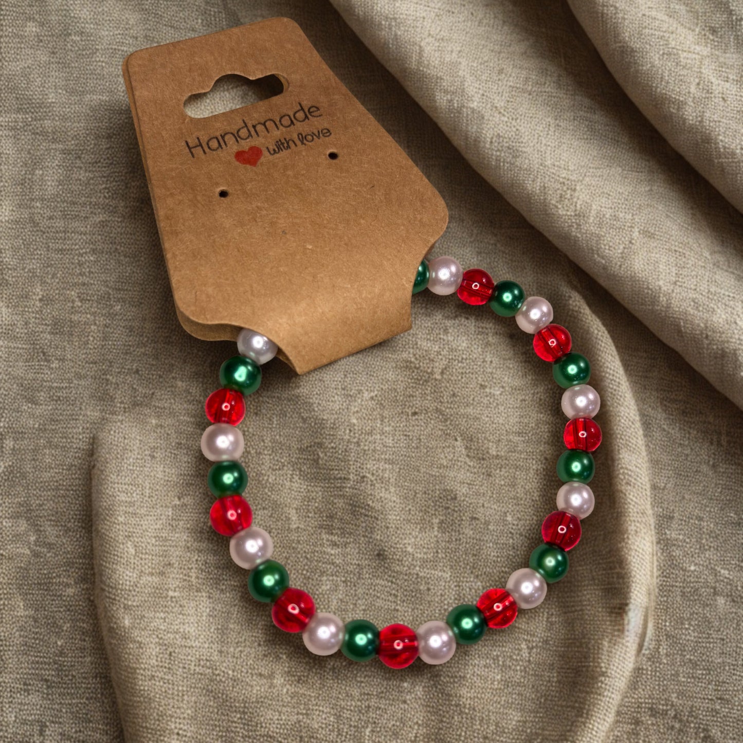 Peppermint Pearl Beaded Bracelet