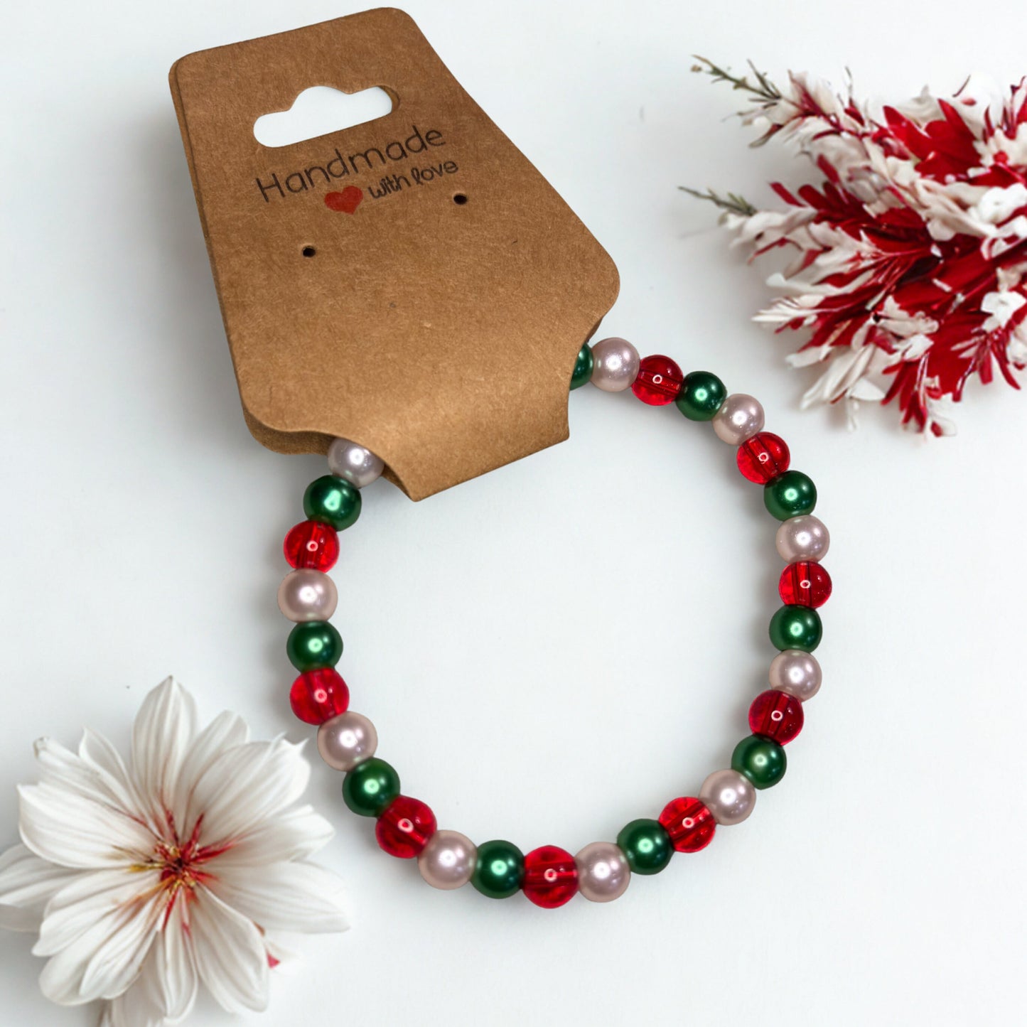 Peppermint Pearl Beaded Bracelet