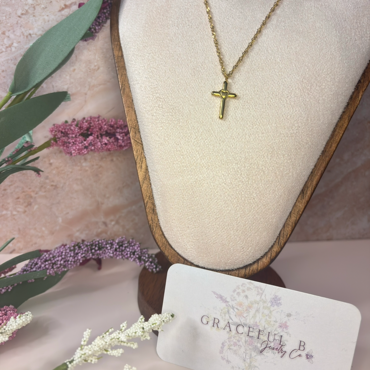 Golden Faith Cross Pendant Necklace - 18K Gold